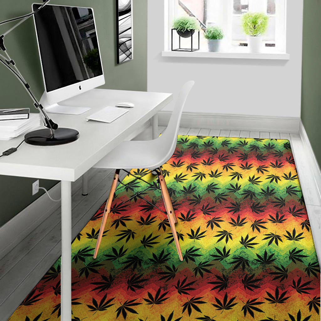 Cannabis Rasta Pattern Print Area Rug