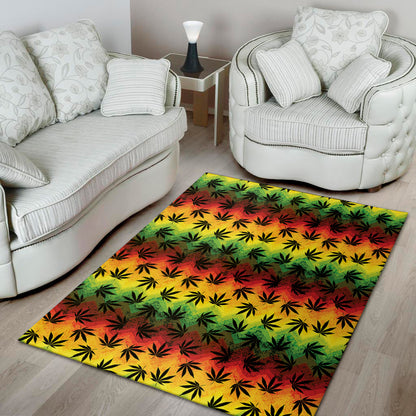 Cannabis Rasta Pattern Print Area Rug