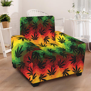 Cannabis Rasta Pattern Print Armchair Slipcover