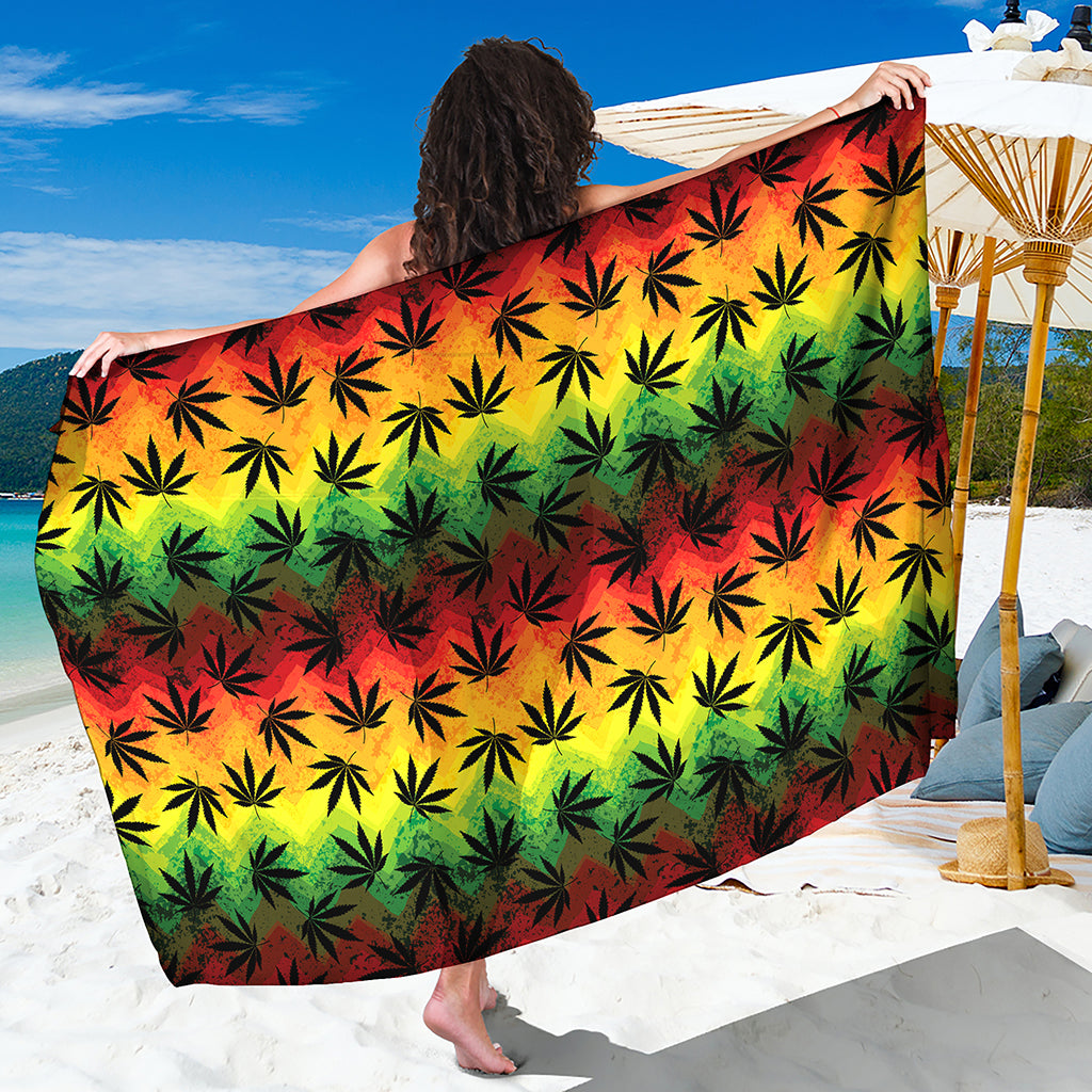 Cannabis Rasta Pattern Print Beach Sarong Wrap