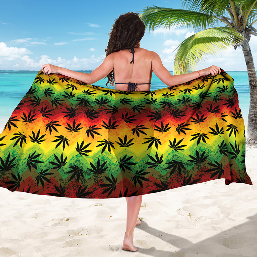 Cannabis Rasta Pattern Print Beach Sarong Wrap