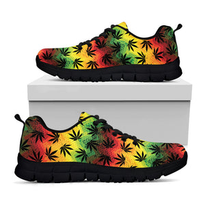 Cannabis Rasta Pattern Print Black Sneakers