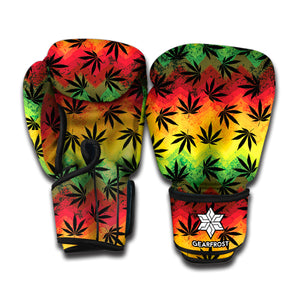 Cannabis Rasta Pattern Print Boxing Gloves