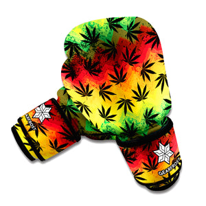 Cannabis Rasta Pattern Print Boxing Gloves