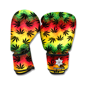 Cannabis Rasta Pattern Print Boxing Gloves