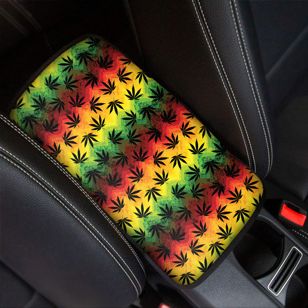 Cannabis Rasta Pattern Print Car Center Console Cover
