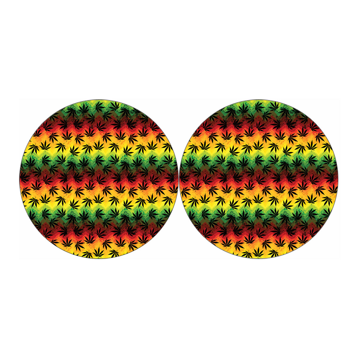 Cannabis Rasta Pattern Print Car Coasters