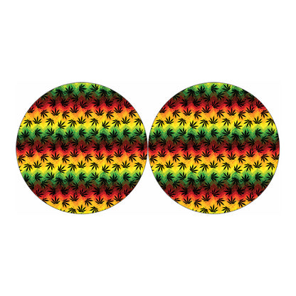 Cannabis Rasta Pattern Print Car Coasters