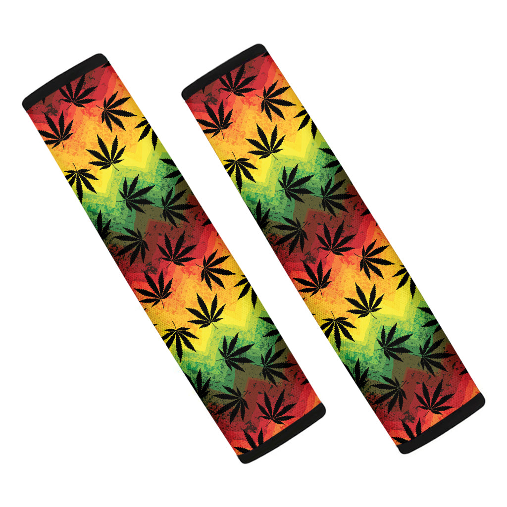 Cannabis Rasta Pattern Print Car Seat Belt Covers