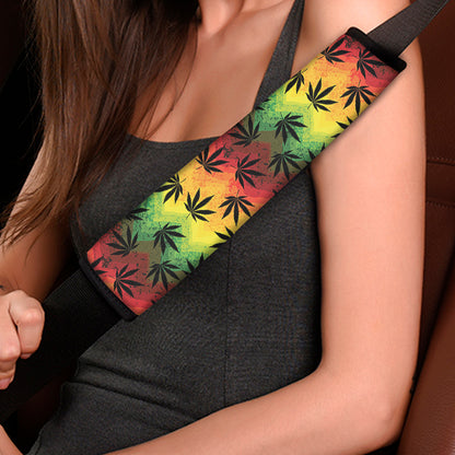 Cannabis Rasta Pattern Print Car Seat Belt Covers