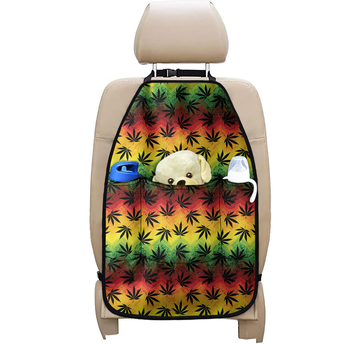 Cannabis Rasta Pattern Print Car Seat Organizers