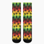 Cannabis Rasta Pattern Print Crew Socks