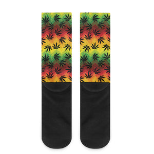 Cannabis Rasta Pattern Print Crew Socks