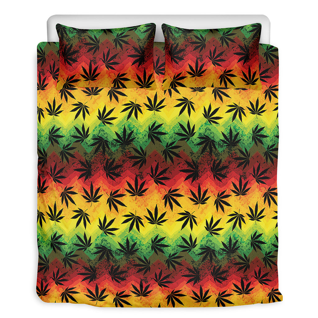 Cannabis Rasta Pattern Print Duvet Cover Bedding Set