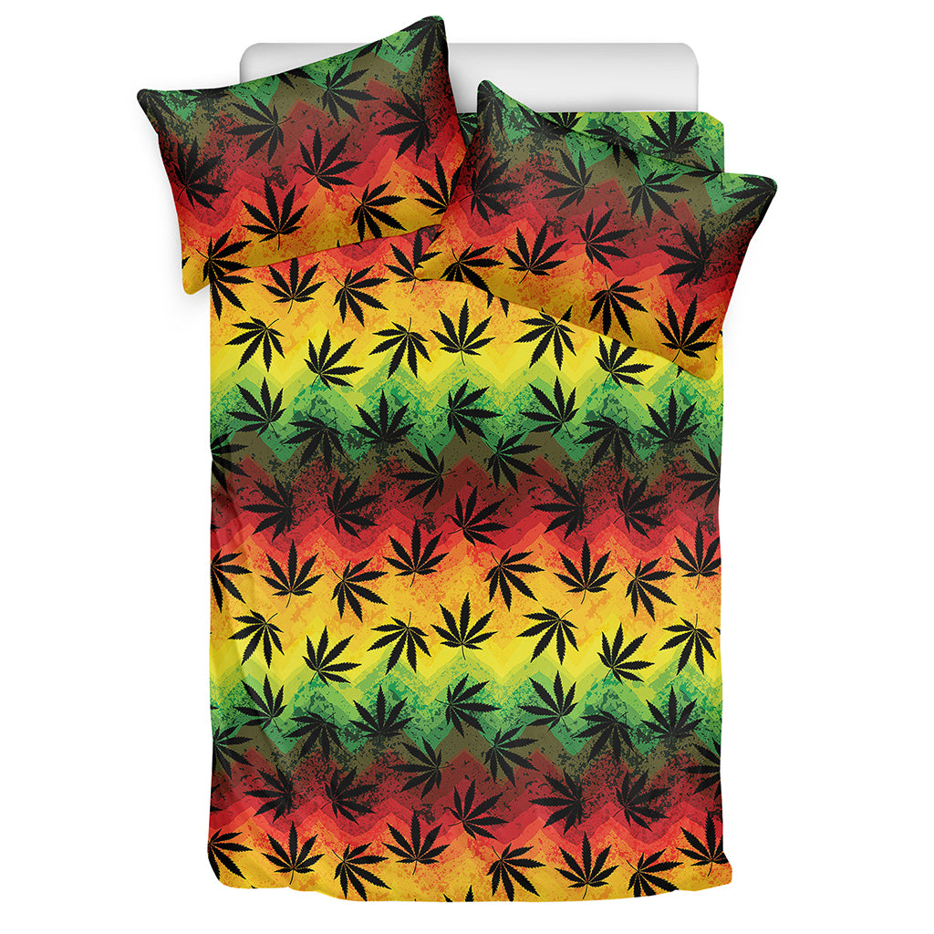 Cannabis Rasta Pattern Print Duvet Cover Bedding Set