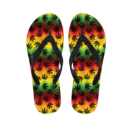 Cannabis Rasta Pattern Print Flip Flops