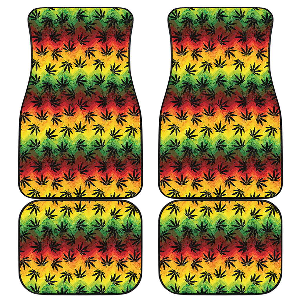 Cannabis Rasta Pattern Print Front and Back Car Floor Mats