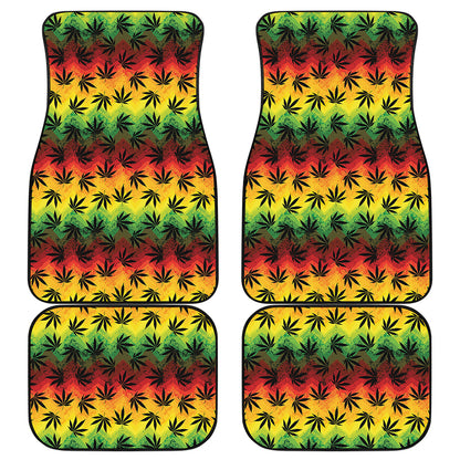Cannabis Rasta Pattern Print Front and Back Car Floor Mats