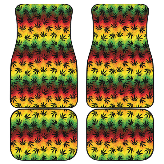 Cannabis Rasta Pattern Print Front and Back Car Floor Mats