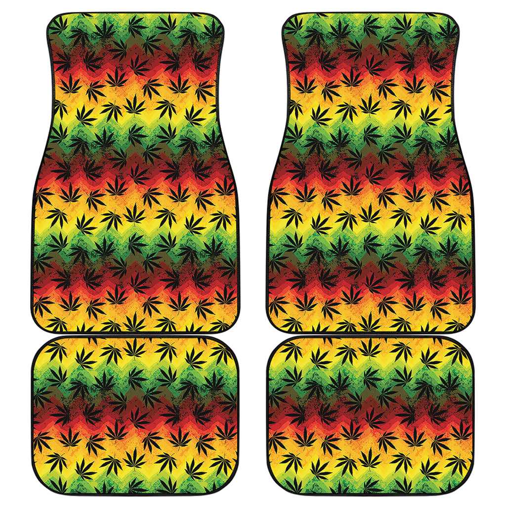 Cannabis Rasta Pattern Print Front and Back Car Floor Mats