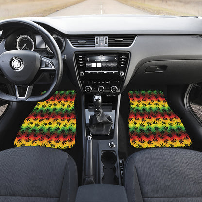 Cannabis Rasta Pattern Print Front and Back Car Floor Mats