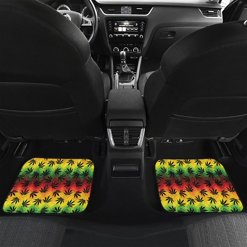 Cannabis Rasta Pattern Print Front and Back Car Floor Mats