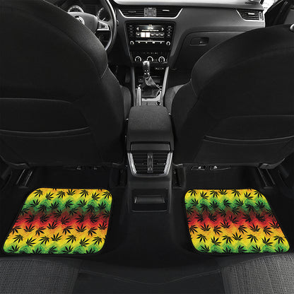 Cannabis Rasta Pattern Print Front and Back Car Floor Mats