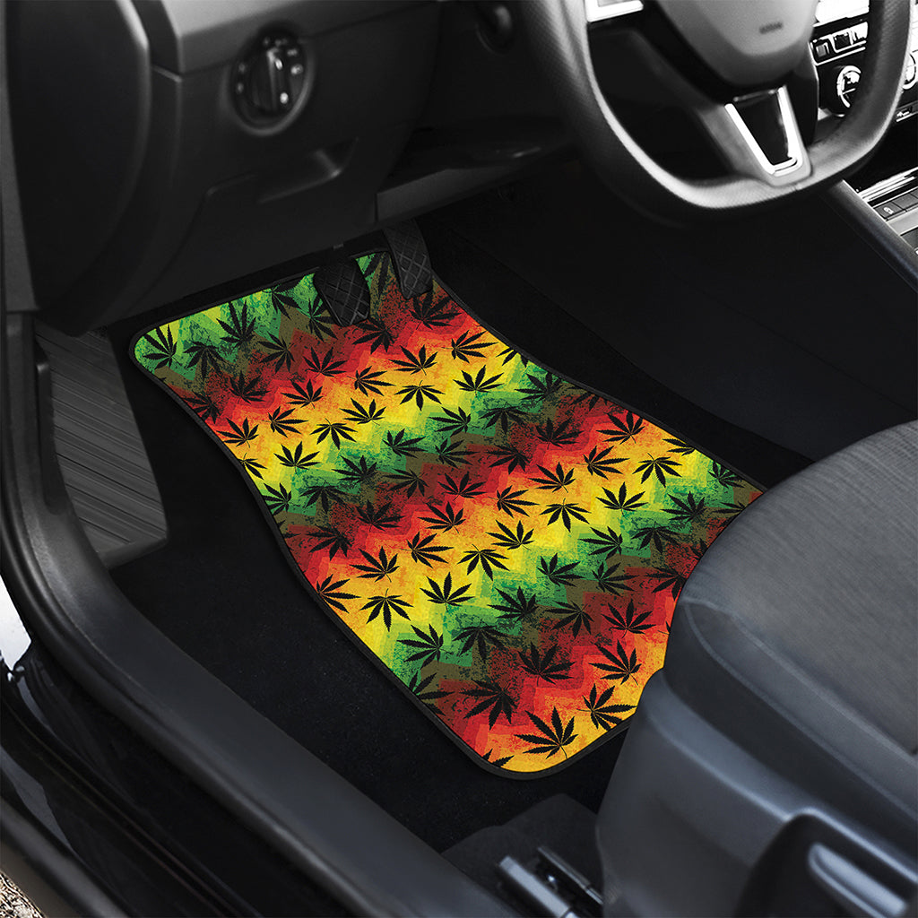 Cannabis Rasta Pattern Print Front and Back Car Floor Mats