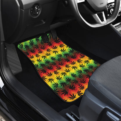 Cannabis Rasta Pattern Print Front and Back Car Floor Mats