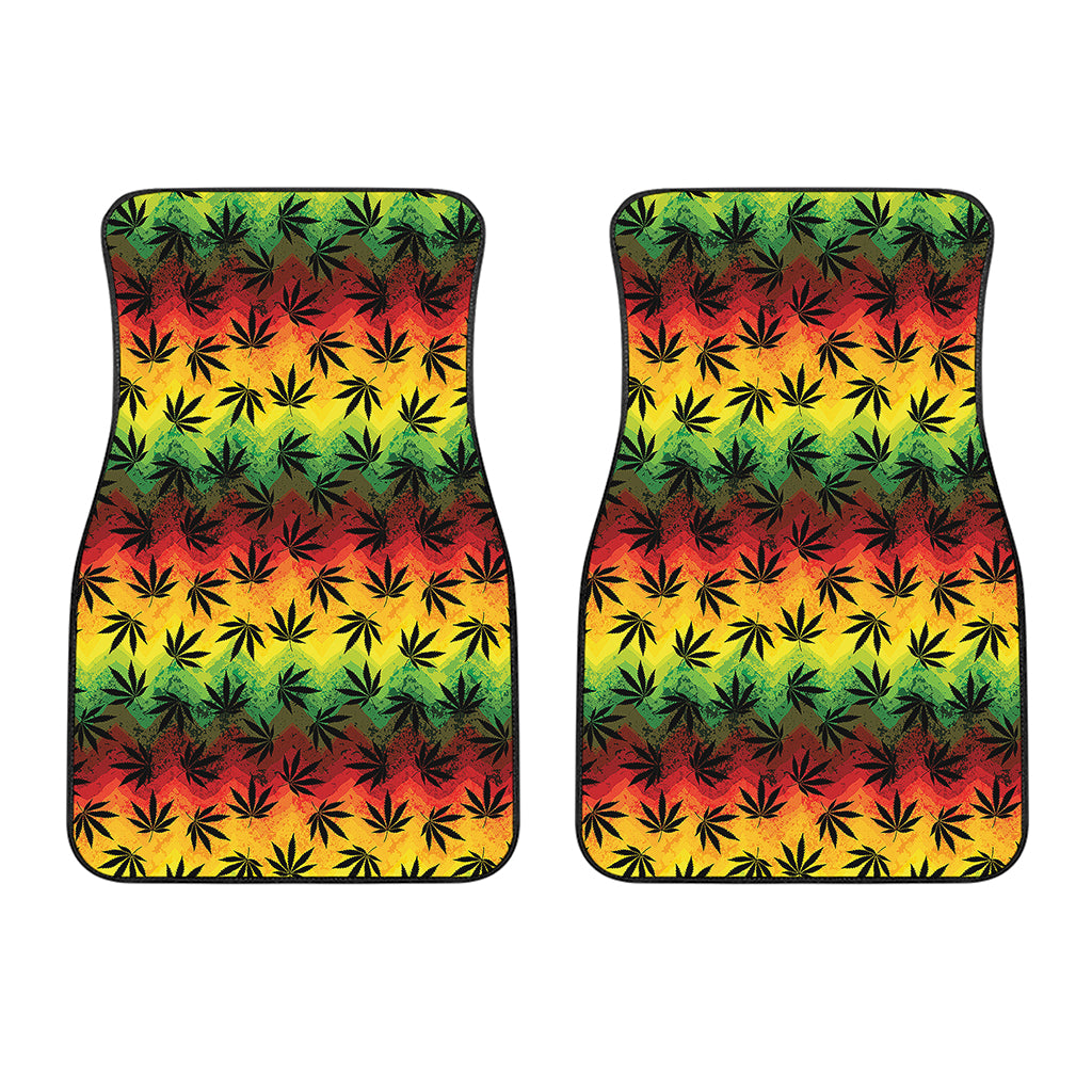 Cannabis Rasta Pattern Print Front Car Floor Mats