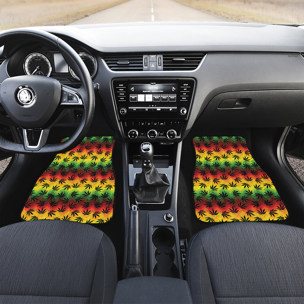 Cannabis Rasta Pattern Print Front Car Floor Mats