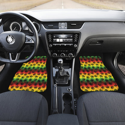 Cannabis Rasta Pattern Print Front Car Floor Mats