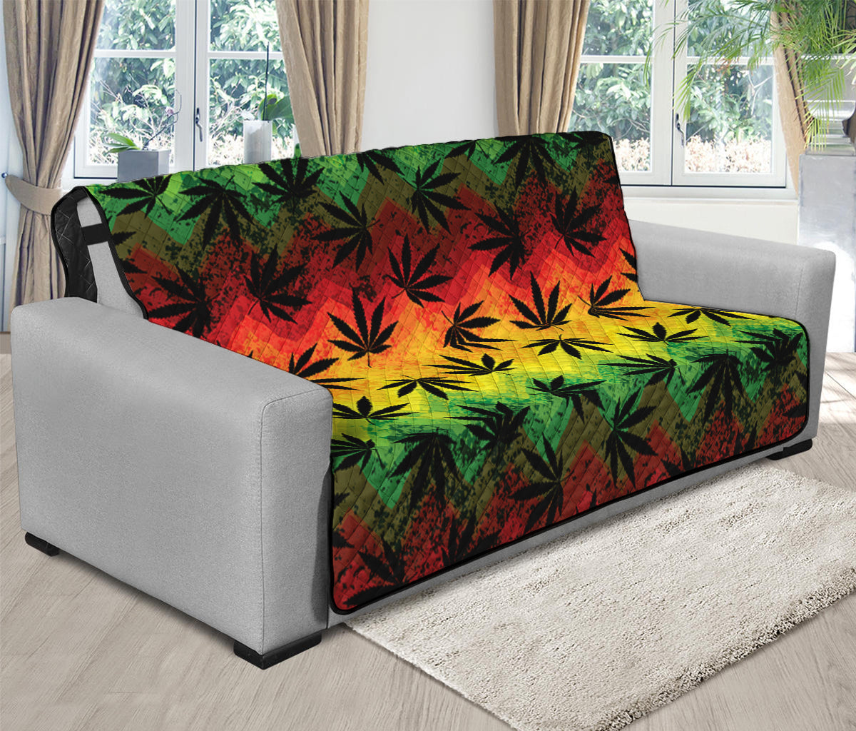 Cannabis Rasta Pattern Print Futon Protector