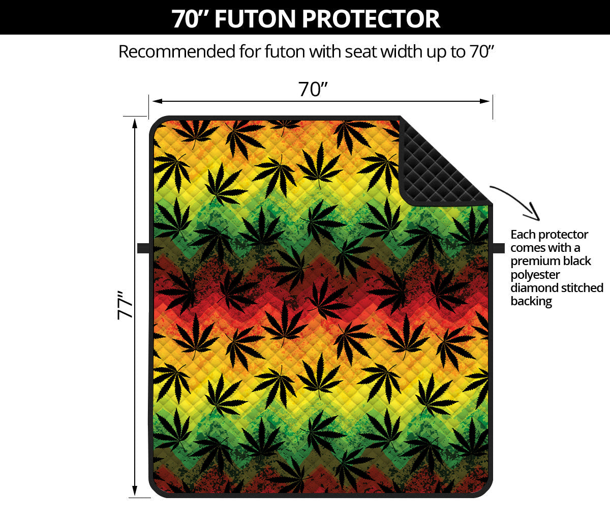 Cannabis Rasta Pattern Print Futon Protector