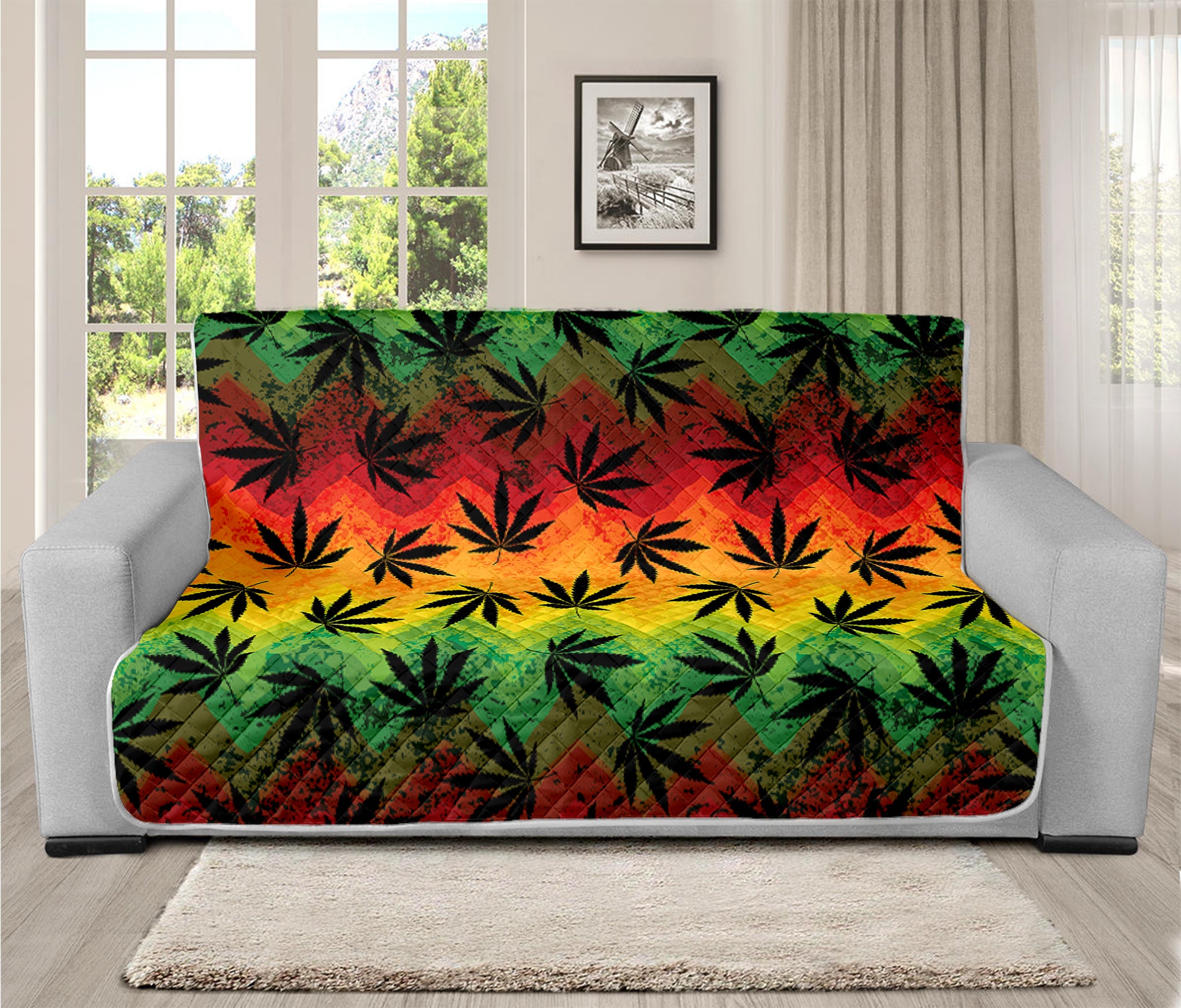 Cannabis Rasta Pattern Print Futon Protector