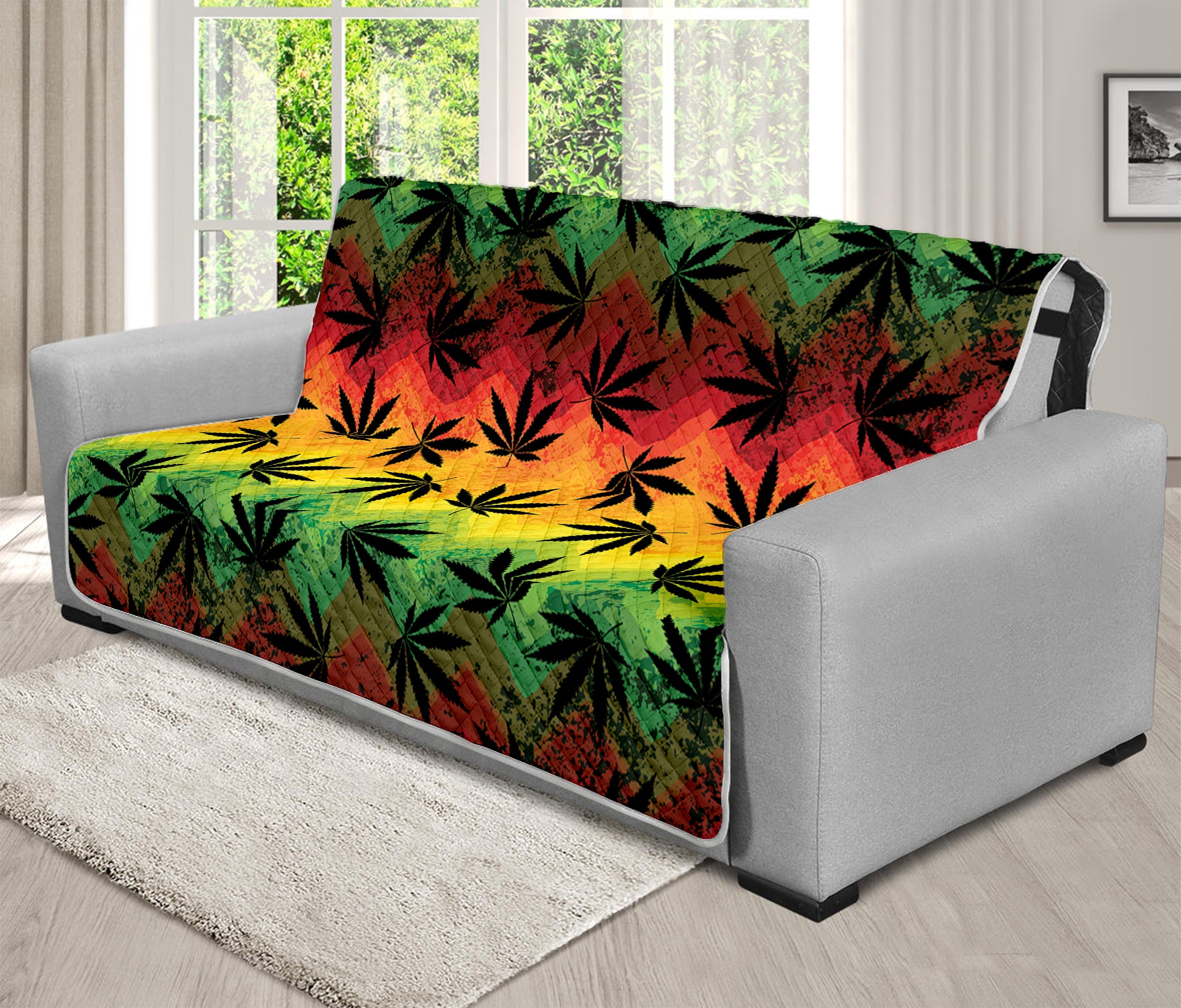 Cannabis Rasta Pattern Print Futon Protector