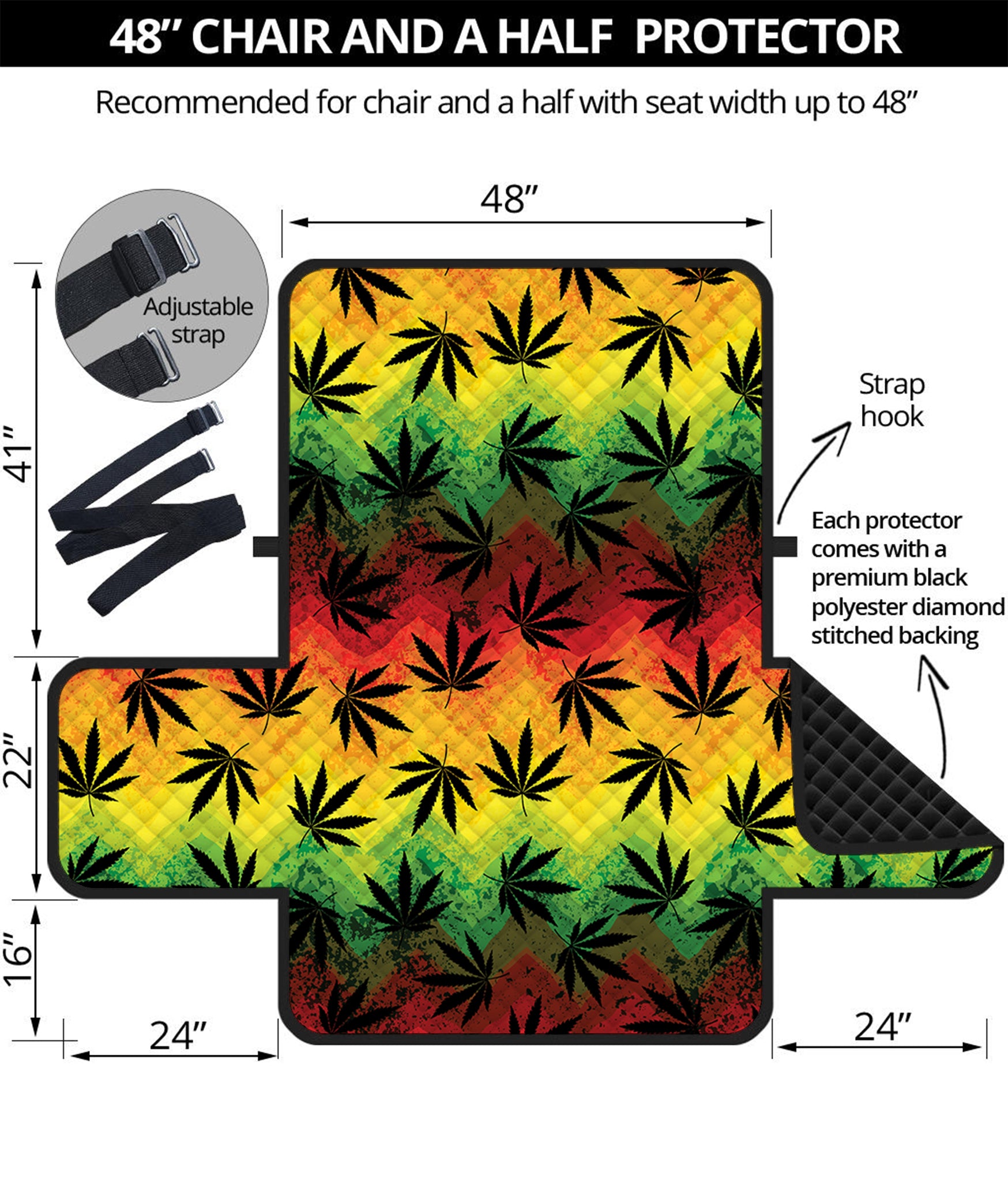 Cannabis Rasta Pattern Print Half Sofa Protector