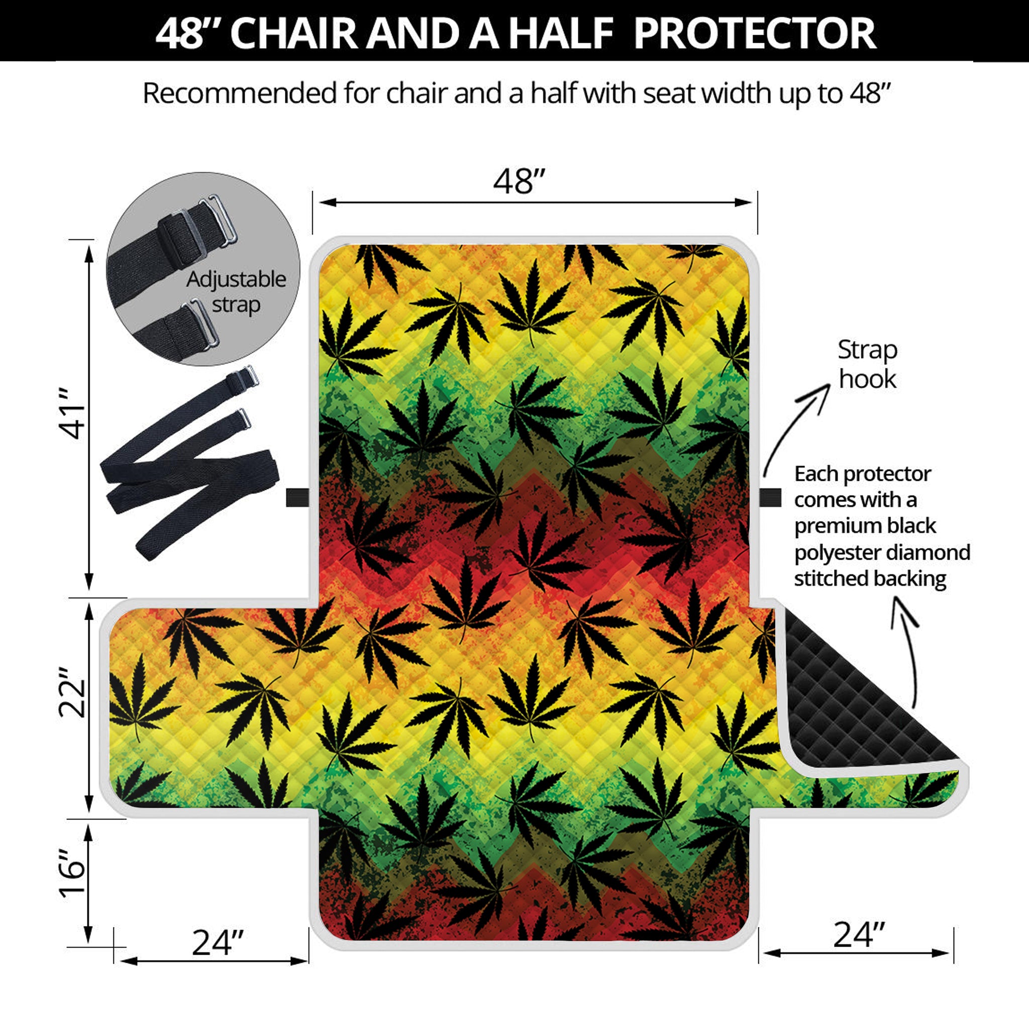 Cannabis Rasta Pattern Print Half Sofa Protector