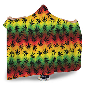 Cannabis Rasta Pattern Print Hooded Blanket