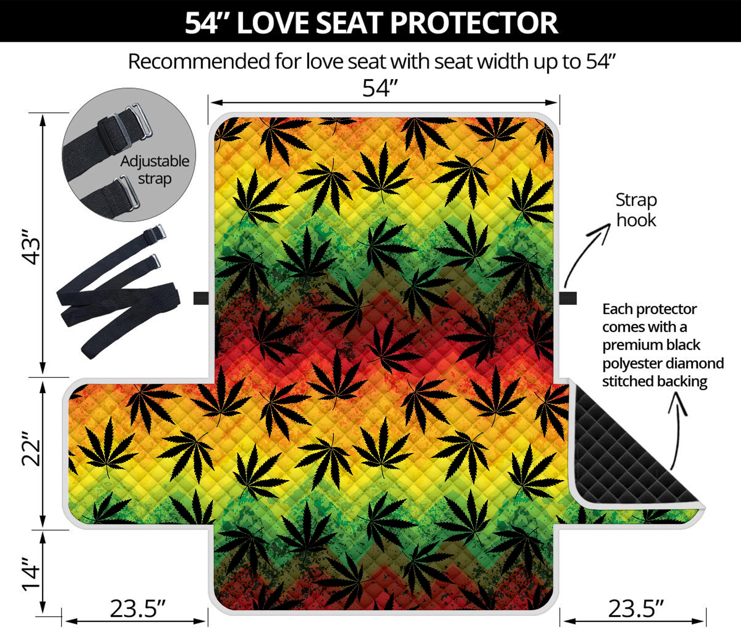 Cannabis Rasta Pattern Print Loveseat Protector