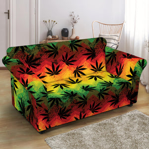 Cannabis Rasta Pattern Print Loveseat Slipcover