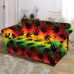 Cannabis Rasta Pattern Print Loveseat Slipcover