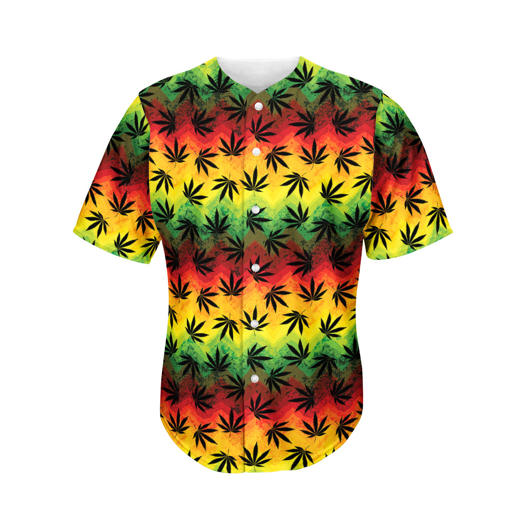Cannabis Rasta Pattern Print Men's Baseball Jersey