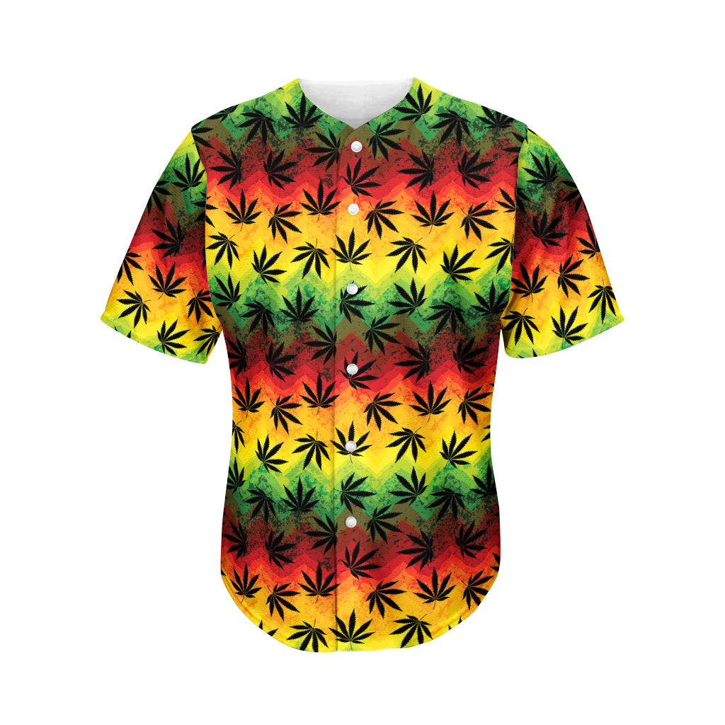 Cannabis Rasta Pattern Print Men's Baseball Jersey
