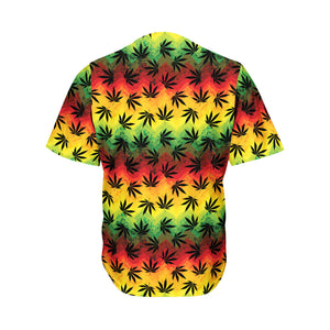 Cannabis Rasta Pattern Print Men's Baseball Jersey