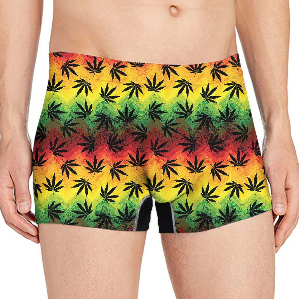 Cannabis Rasta Pattern Print Men's Boxer Briefs