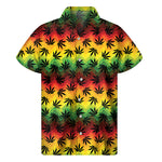 Cannabis Rasta Pattern Print Men's Short Sleeve Shirt