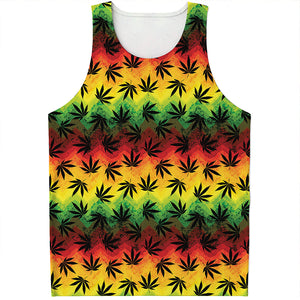 Cannabis Rasta Pattern Print Men's Tank Top