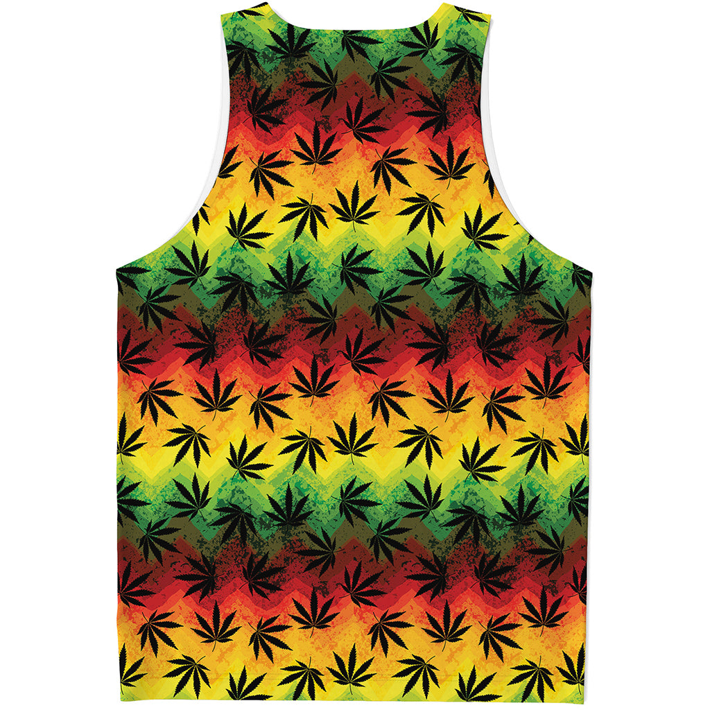 Cannabis Rasta Pattern Print Men's Tank Top