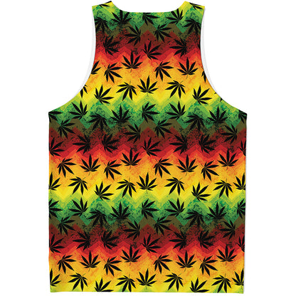 Cannabis Rasta Pattern Print Men's Tank Top